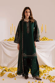  Cross Hatch 3Pc - Embroidered Khaddar Dress BATIK WINTER PRET 2025  BATIK   XS / Emerald Green / Khaddar-S / Emerald Green / Khaddar-M / Emerald Green / Khaddar-L / Emerald Green / Khaddar-XL / Emerald Green / Khaddar