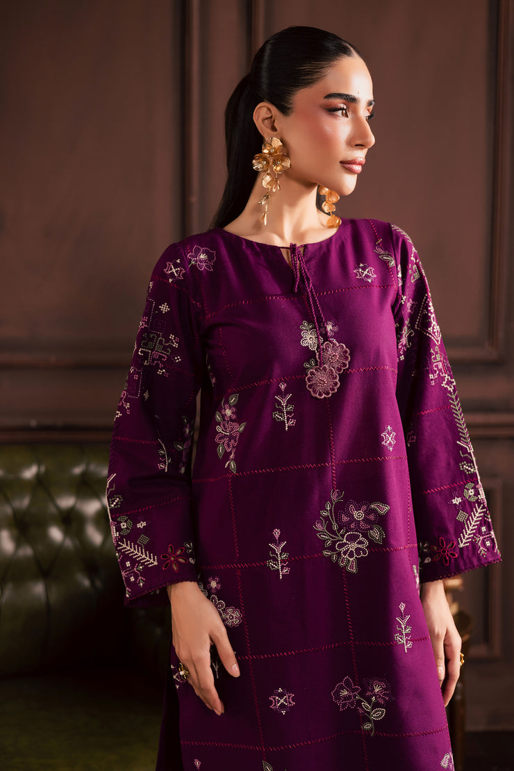 A warm winter South Asian outfit in soft khaddar, designed for Pakistani and Indian festive events, weddings, Eid gatherings and elegant everyday wear.