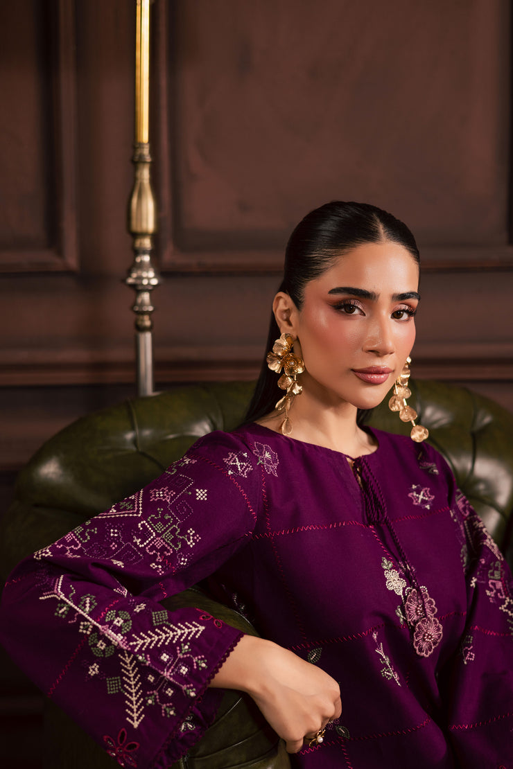 A warm winter South Asian outfit in soft khaddar, designed for Pakistani and Indian festive events, weddings, Eid gatherings and elegant everyday wear.