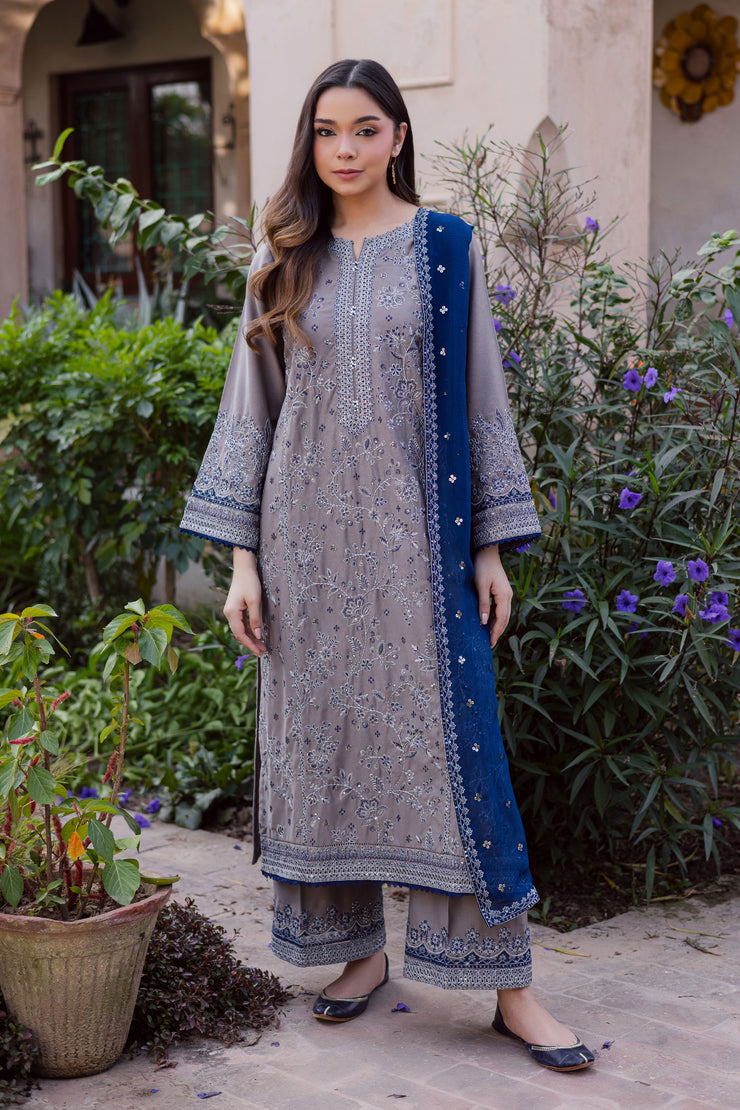  Ezlyin 3Pc - Embroidered Karandi Dress BATIK WINTER PRET 2025  BATIK   XS / Grey / Karandi-S / Grey / Karandi-M / Grey / Karandi-L / Grey / Karandi-XL / Grey / Karandi