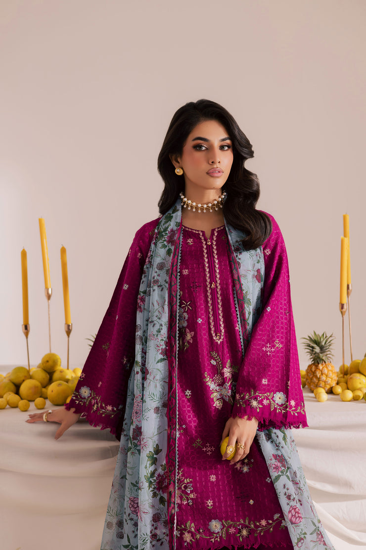 Floral Pine 3Pc - Embroidered Khaddar Dress