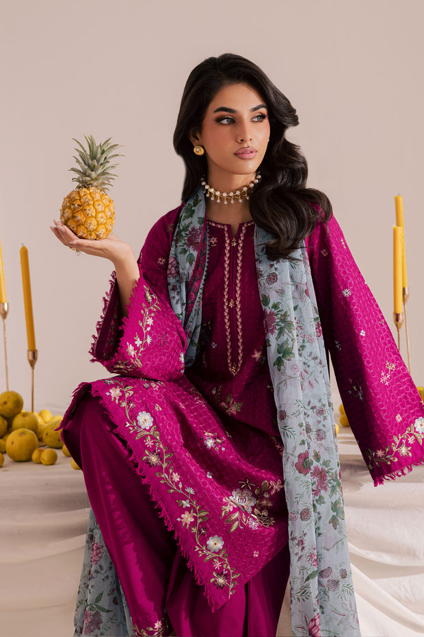 Floral Pine 3Pc - Embroidered Khaddar Dress