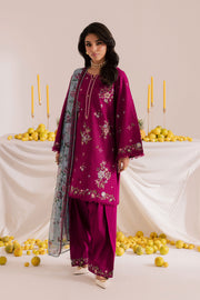 Floral Pine 3Pc - Embroidered Khaddar Dress