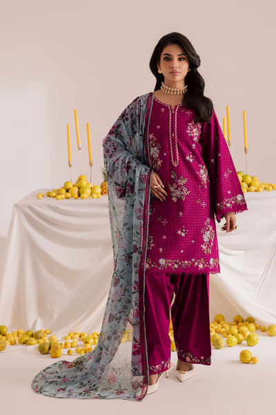 Floral Pine 3Pc - Embroidered Khaddar Dress