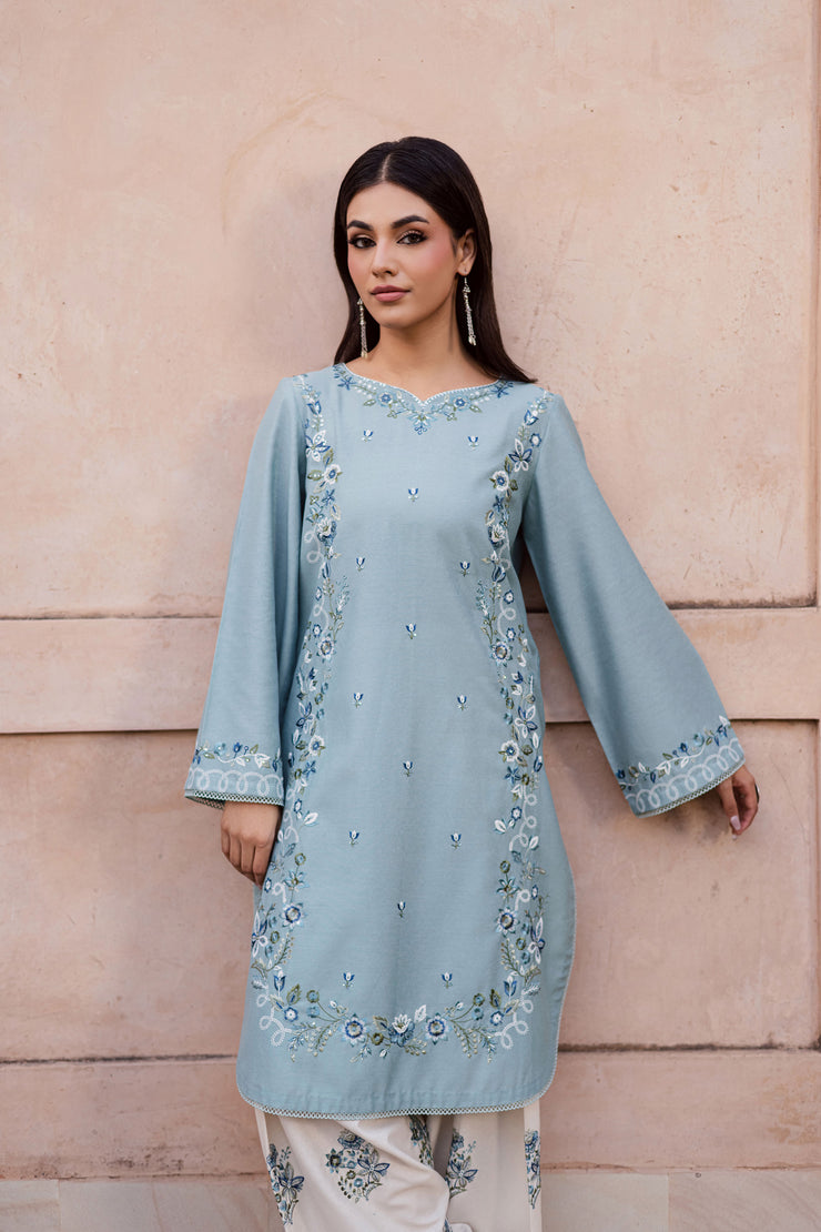 Frosty 2Pc - Embroidered Karandi Dress