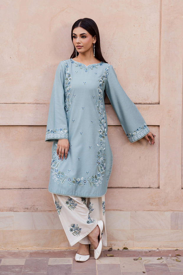 Frosty 2Pc - Embroidered Karandi Dress