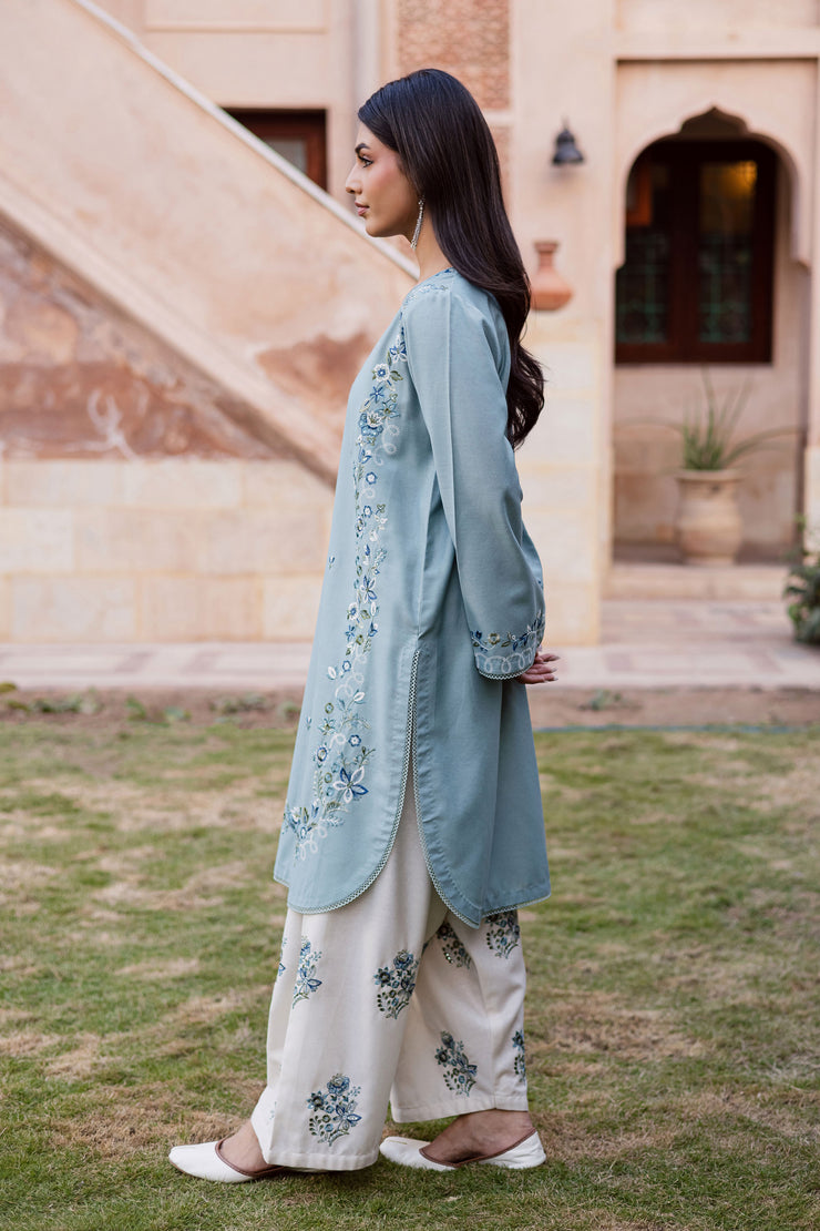 Frosty 2Pc - Embroidered Karandi Dress
