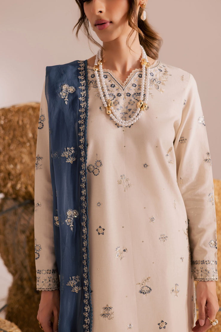 Gul e Lala 3Pc - Embroidered Khaddar Dress