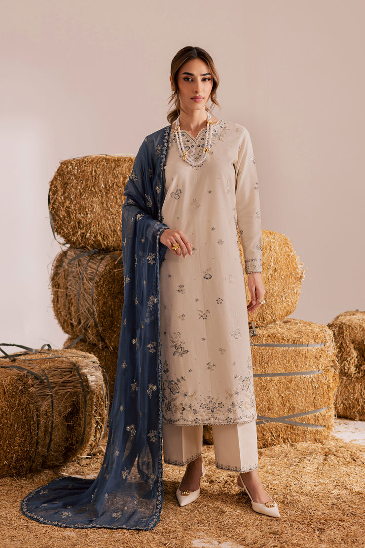 Gul e Lala 3Pc - Embroidered Khaddar Dress