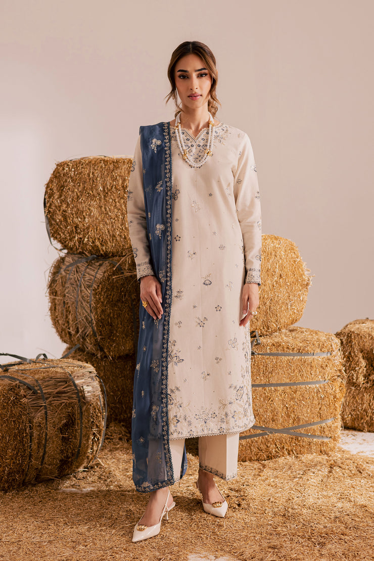 Gul e Lala 3Pc - Embroidered Khaddar Dress