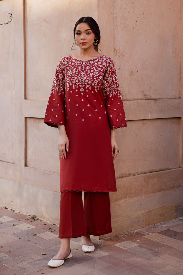  Jonem 2Pc - Embroidered Khaddar Dress BATIK WINTER PRET 2025  BATIK   XS / Rust / Khaddar-S / Rust / Khaddar-M / Rust / Khaddar-L / Rust / Khaddar-XL / Rust / Khaddar