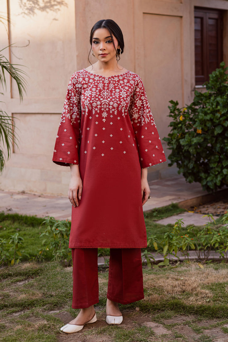  Jonem 2Pc - Embroidered Khaddar Dress BATIK WINTER PRET 2025  BATIK   XS / Rust / Khaddar-S / Rust / Khaddar-M / Rust / Khaddar-L / Rust / Khaddar-XL / Rust / Khaddar