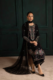Night flower 3Pc - Embroidered Khaddar Dress
