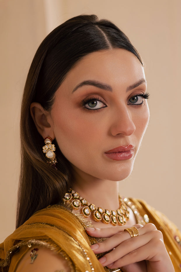 Noura 3Pc - Embroidered Luxe Pret BATIKLuxePRET2025  BATIK   S / Mustard / Net & Raw Silk-M / Mustard / Net & Raw Silk-L / Mustard / Net & Raw Silk