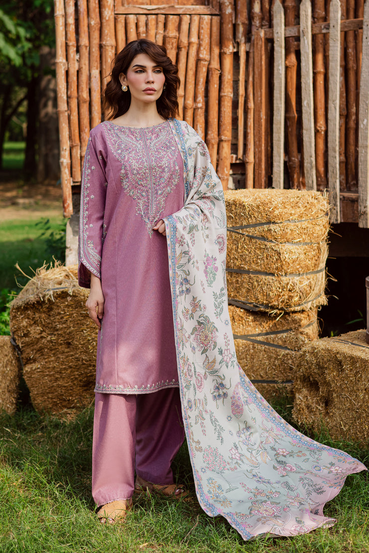  Nozomi 3Pc - Embroidered Karandi Dress BATIK WINTER PRET 2025  BATIK   XS / Dusky Orchid / Karandi-S / Dusky Orchid / Karandi-M / Dusky Orchid / Karandi-L / Dusky Orchid / Karandi-XL / Dusky Orchid / Karandi