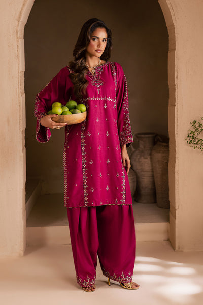 Pink 2Pc - Embroidered Karandi Dress