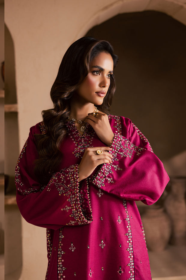 Pink 2Pc - Embroidered Karandi Dress