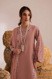 Pink Crimora 3Pc - Embroidered Khaddar Dress