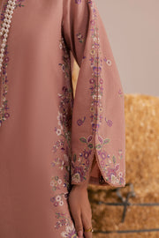 Pink Crimora 3Pc - Embroidered Khaddar Dress