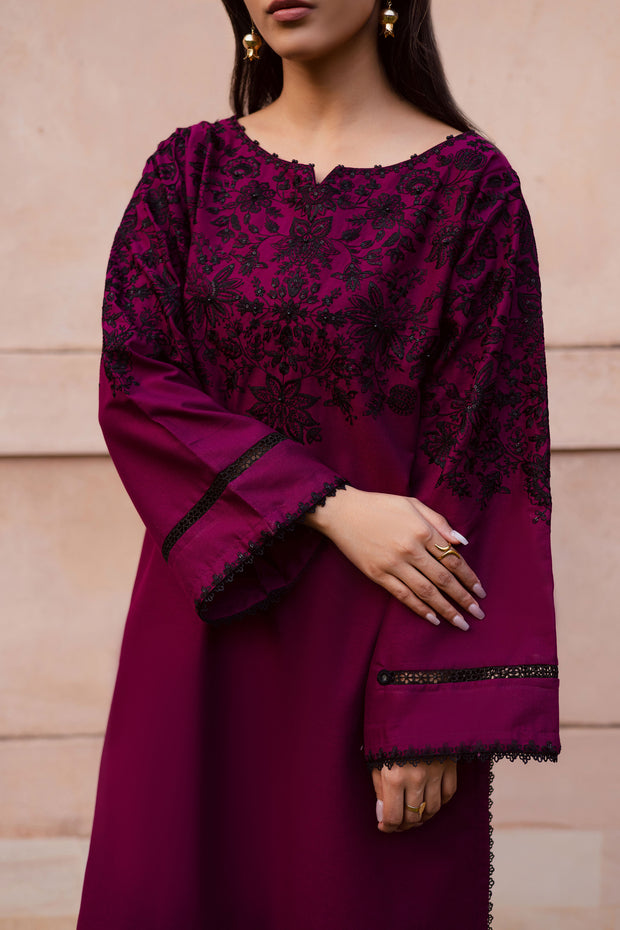 Pink Dipp 2Pc - Embroidered Khaddar Dress