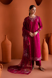 Pink Inizio 3Pc - Embroidered Khaddar Dress