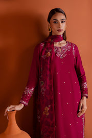 Pink Inizio 3Pc - Embroidered Khaddar Dress
