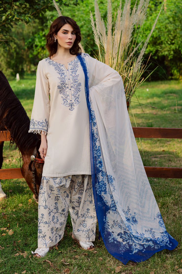  Porcelein 3Pc - Embroidered Khaddar Dress BATIK WINTER PRET 2025  BATIK   XS / Beige / Khaddar-S / Beige / Khaddar-M / Beige / Khaddar-L / Beige / Khaddar-XL / Beige / Khaddar