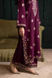 Prune 3Pc - Embroidered Khaddar Dress