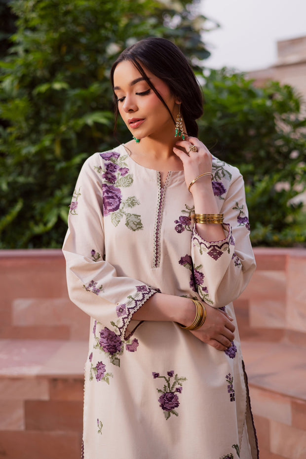 Purple Nate 2Pc - Embroidered Khaddar Dress BATIK WINTER PRET 2025  BATIK   XS / Beige / Khaddar-S / Beige / Khaddar-M / Beige / Khaddar-L / Beige / Khaddar-XL / Beige / Khaddar