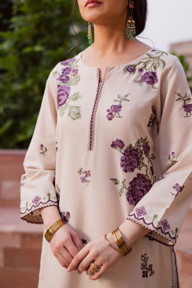 Purple Nate 2Pc - Embroidered Khaddar Dress BATIK WINTER PRET 2025  BATIK   XS / Beige / Khaddar-S / Beige / Khaddar-M / Beige / Khaddar-L / Beige / Khaddar-XL / Beige / Khaddar