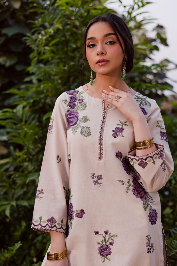 Purple Nate 2Pc - Embroidered Khaddar Dress BATIK WINTER PRET 2025  BATIK   XS / Beige / Khaddar-S / Beige / Khaddar-M / Beige / Khaddar-L / Beige / Khaddar-XL / Beige / Khaddar