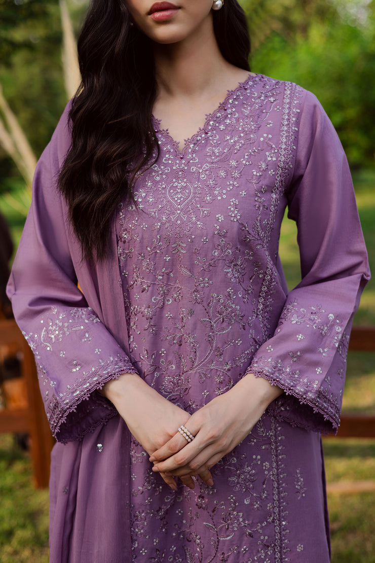 Raeven 3Pc - Embroidered Khaddar Dress BATIK WINTER PRET 2025  BATIK   XS / Lavender / Khaddar-S / Lavender / Khaddar-M / Lavender / Khaddar-L / Lavender / Khaddar-XL / Lavender / Khaddar