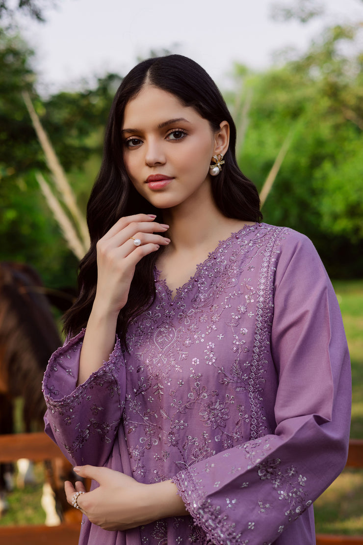 Raeven 3Pc - Embroidered Khaddar Dress BATIK WINTER PRET 2025  BATIK   XS / Lavender / Khaddar-S / Lavender / Khaddar-M / Lavender / Khaddar-L / Lavender / Khaddar-XL / Lavender / Khaddar