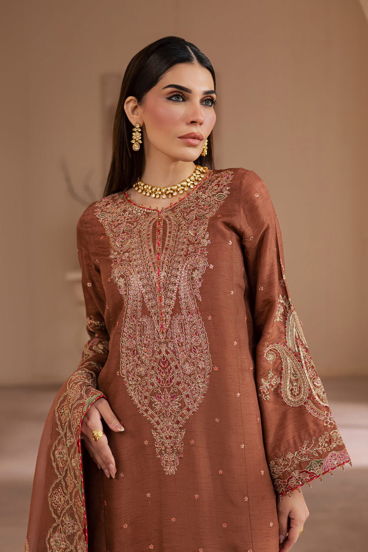 Rohine 3Pc - Embroidered Luxe Pret