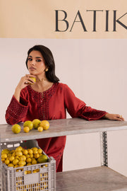 Rust Dazy 2Pc - Embroidered Khaddar Dress