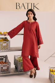Rust Dazy 2Pc - Embroidered Khaddar Dress