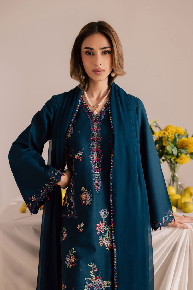 Sea Mist 3Pc - Embroidered Khaddar Dress BATIK WINTER PRET 2025  BATIK   XS / Ocean Blue / Khaddar-S / Ocean Blue / Khaddar-M / Ocean Blue / Khaddar-L / Ocean Blue / Khaddar-XL / Ocean Blue / Khaddar