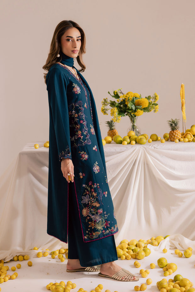 Sea Mist 3Pc - Embroidered Khaddar Dress BATIK WINTER PRET 2025  BATIK   XS / Ocean Blue / Khaddar-S / Ocean Blue / Khaddar-M / Ocean Blue / Khaddar-L / Ocean Blue / Khaddar-XL / Ocean Blue / Khaddar
