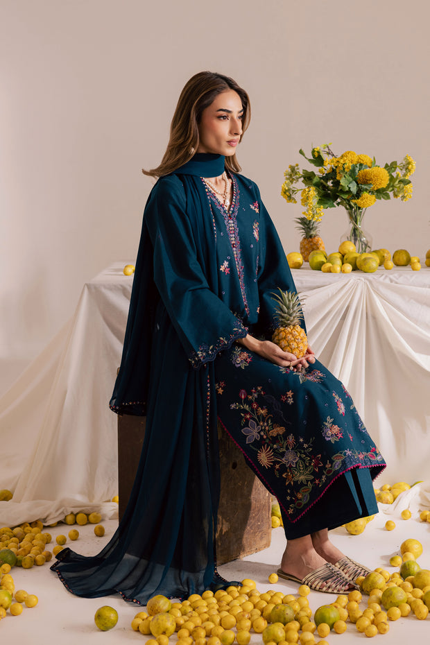 Sea Mist 3Pc - Embroidered Khaddar Dress BATIK WINTER PRET 2025  BATIK   XS / Ocean Blue / Khaddar-S / Ocean Blue / Khaddar-M / Ocean Blue / Khaddar-L / Ocean Blue / Khaddar-XL / Ocean Blue / Khaddar