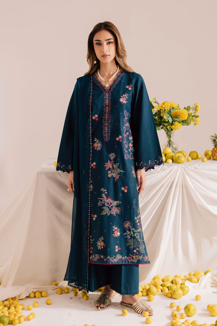 Sea Mist 3Pc - Embroidered Khaddar Dress BATIK WINTER PRET 2025  BATIK   XS / Ocean Blue / Khaddar-S / Ocean Blue / Khaddar-M / Ocean Blue / Khaddar-L / Ocean Blue / Khaddar-XL / Ocean Blue / Khaddar