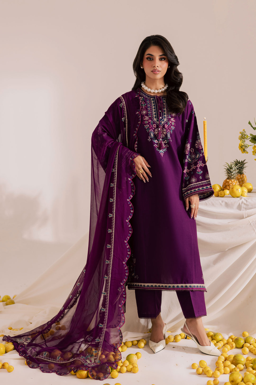 Still Purple 3Pc - Embroidered Khaddar Dress Still Purple 3Pc - Embroidered Khaddar Dress
