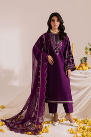 Still Purple 3Pc - Embroidered Khaddar Dress