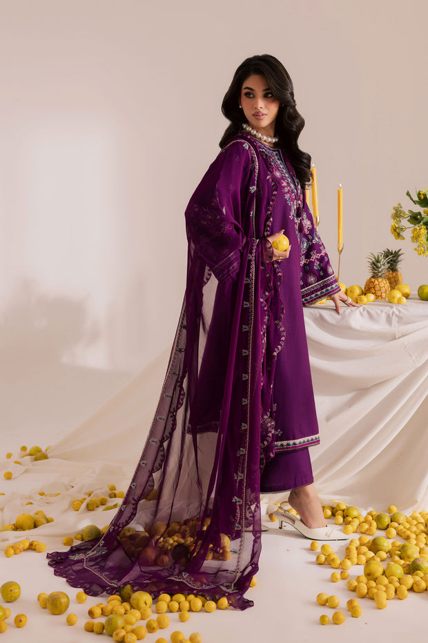 Still Purple 3Pc - Embroidered Khaddar Dress