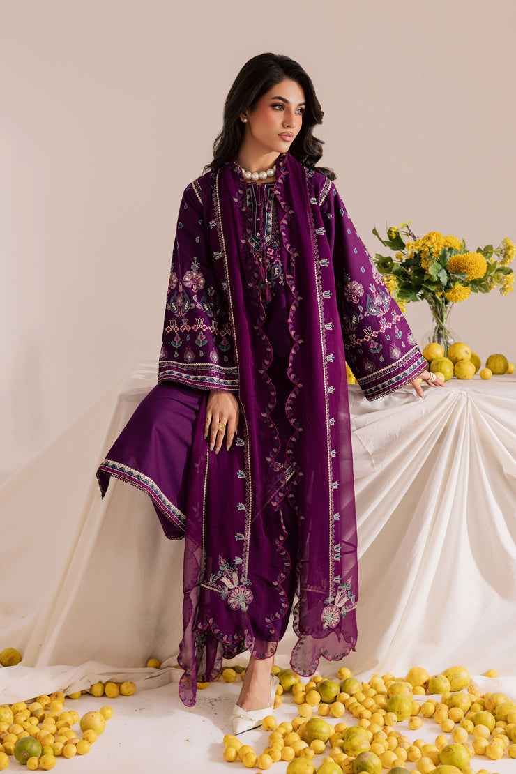 Still Purple 3Pc - Embroidered Khaddar Dress