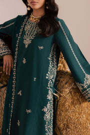 Teal Rua 3Pc - Embroidered Khaddar Dress