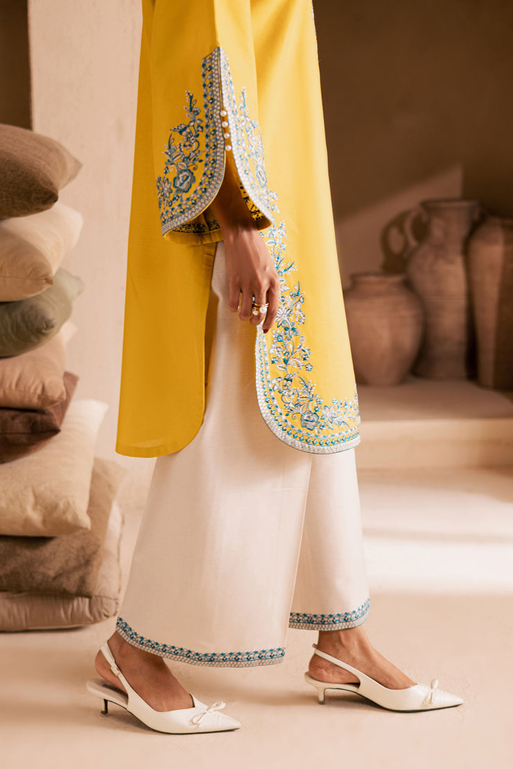 Yellow April 2Pc - Embroidered Khaddar Dress