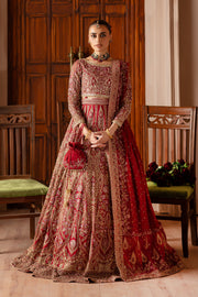 Azrina bridal lehnga choli with embroidered pouch, crafted in organza and Korean raw silk with exquisite hand embellishments. Bridal luxury Pakistani South Asian Indian.