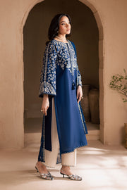 Blue Pashmina 3Pc - Embroidered Khaddar Dress