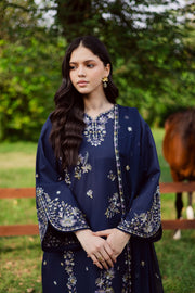 Blue Rush 3Pc - Embroidered Khaddar Dress