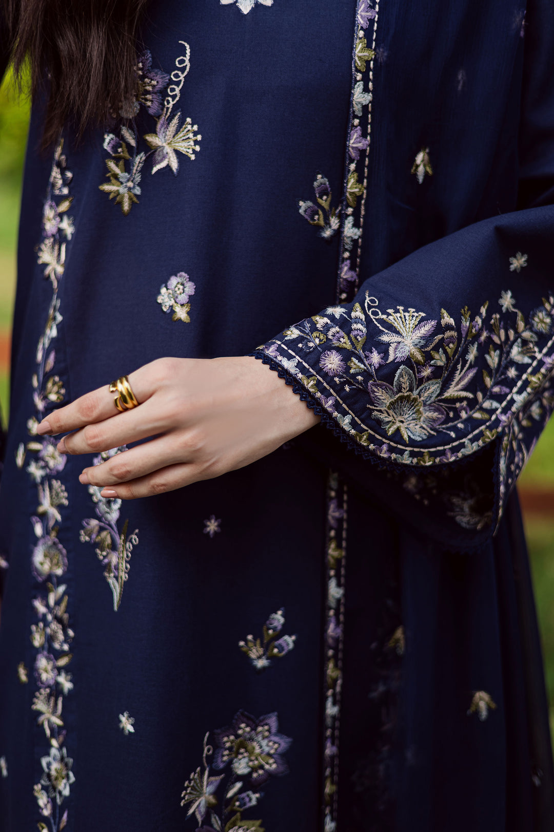 Blue Rush 3Pc - Embroidered Khaddar Dress Blue Rush 3Pc - Embroidered Khaddar Dress
